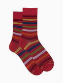 Kurze Herrensocken Baumwolle Streifen rot
