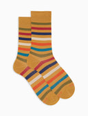 Kurze Herrensocken Baumwolle Streifen Paar gelb