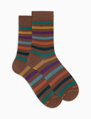 Herren Kurzsocken Baumwolle Ringelpaar braun