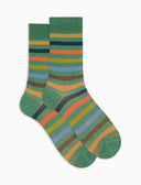 Herren Kurzsocken Baumwolle Streifen Paar Grün