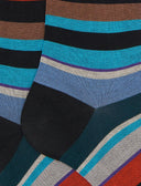 Calze lunghe uomo cotone righe multicolor nero