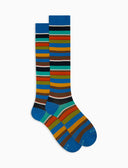 Calze lunghe uomo cotone righe multicolor azzurro - Gallo 1927 - Official Online Shop