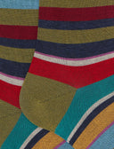 Calze lunghe uomo cotone righe multicolor verde