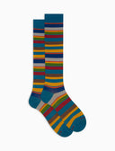 Calze lunghe uomo cotone righe multicolor azzurro - Gallo 1927 - Official Online Shop