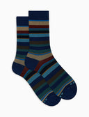 Calze corte uomo cotone righe multicolor blu - Gallo 1927 - Official Online Shop