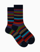 Calze corte uomo cotone righe multicolor blu - Gallo 1927 - Official Online Shop