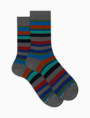 Calze corte uomo cotone righe multicolor grigio - Gallo 1927 - Official Online Shop