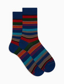 Calze corte uomo cotone righe multicolor blu - Gallo 1927 - Official Online Shop