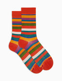 Calze corte uomo cotone righe multicolor arancio - Gallo 1927 - Official Online Shop