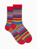 Calze corte uomo cotone righe multicolor rosso - Gallo 1927 - Official Online Shop