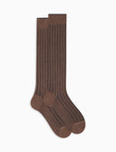 Calze lunghe uomo cotone beige vanisé a coste larghe - Gallo 1927 - Official Online Shop