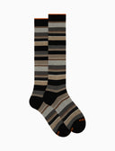 Calze lunghe uomo cotone nero righe multicolor - Gallo 1927 - Official Online Shop