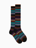 Calze lunghe uomo cotone viola righe multicolor - Gallo 1927 - Official Online Shop
