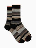 Calze corte uomo cotone nero righe multicolor - Gallo 1927 - Official Online Shop
