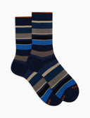 Calze corte uomo cotone blu righe multicolor - Gallo 1927 - Official Online Shop