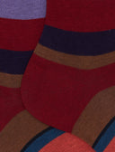 Calze corte uomo cotone bordò righe multicolor - Gallo 1927 - Official Online Shop
