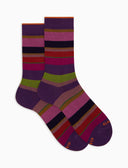 Calze corte uomo cotone viola righe multicolor - Gallo 1927 - Official Online Shop