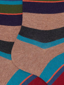Calze corte uomo cotone caldo beige righe multicolor