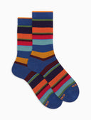 Calze corte uomo cotone caldo blu righe multicolor