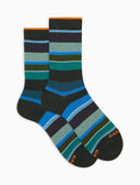 Calze corte uomo cotone caldo verdi righe multicolor