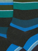 Calze corte uomo cotone caldo verdi righe multicolor