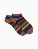 Calze fantasmini uomo cotone beige righe multicolor - Gallo 1927 - Official Online Shop