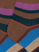 Calze lunghe uomo cotone righe multicolor marrone - Gallo 1927 - Official Online Shop