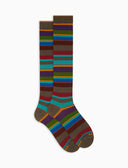 Calze lunghe uomo cotone righe multicolor marrone - Gallo 1927 - Official Online Shop