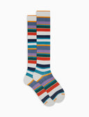 Calze lunghe uomo cotone righe multicolor bianco - Gallo 1927 - Official Online Shop