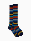 Calze lunghe uomo cotone righe multicolor blu - Gallo 1927 - Official Online Shop
