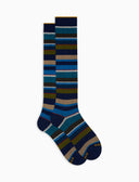 Calze lunghe uomo cotone righe multicolor blu - Gallo 1927 - Official Online Shop
