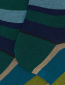Calze lunghe uomo cotone righe multicolor verde - Gallo 1927 - Official Online Shop