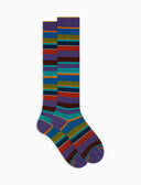 Calze lunghe uomo cotone righe multicolor viola - Gallo 1927 - Official Online Shop