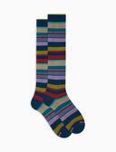 Calze lunghe uomo cotone righe multicolor blu - Gallo 1927 - Official Online Shop