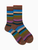 Calze corte uomo cotone righe multicolor marrone - Gallo 1927 - Official Online Shop