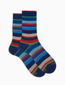 Calze corte uomo cotone righe multicolor blu - Gallo 1927 - Official Online Shop