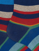 Calze corte uomo cotone righe multicolor blu - Gallo 1927 - Official Online Shop