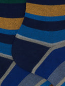 Calze corte uomo cotone righe multicolor blu - Gallo 1927 - Official Online Shop