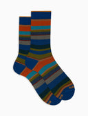 Calze corte uomo cotone righe multicolor blu - Gallo 1927 - Official Online Shop