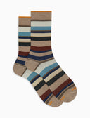 Calze corte uomo cotone righe multicolor beige - Gallo 1927 - Official Online Shop
