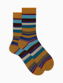 Calze corte uomo cotone righe multicolor giallo - Gallo 1927 - Official Online Shop