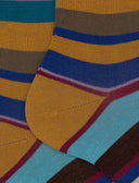 Calze corte uomo cotone righe multicolor giallo - Gallo 1927 - Official Online Shop