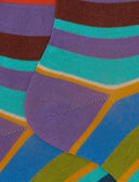 Calze corte uomo cotone righe multicolor viola - Gallo 1927 - Official Online Shop