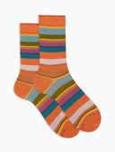 Calze corte uomo cotone righe multicolor arancio - Gallo 1927 - Official Online Shop
