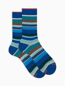 Calze corte uomo cotone righe multicolor blu - Gallo 1927 - Official Online Shop