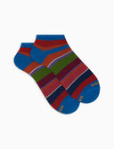 Calze fantasmini uomo cotone righe multicolor azzurro - Gallo 1927 - Official Online Shop