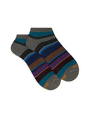 Calze fantasmini uomo cotone righe multicolor grigio - Gallo 1927 - Official Online Shop