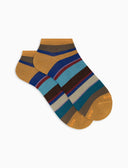 Calze fantasmini uomo cotone righe multicolor giallo - Gallo 1927 - Official Online Shop