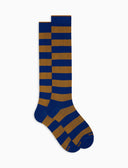 Calze lunghe uomo cotone righe bicolore blu - Gallo 1927 - Official Online Shop