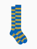 Calze lunghe uomo cotone righe bicolore azzurro - Gallo 1927 - Official Online Shop